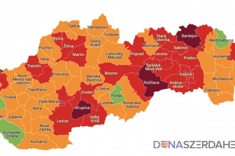 A Dunaszerdahelyi, egyedüli magyarlakta járásként maradt zöld besorolású