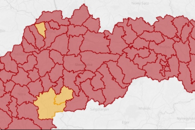 Szlovákiában csak három narancs besorolású járás maradt